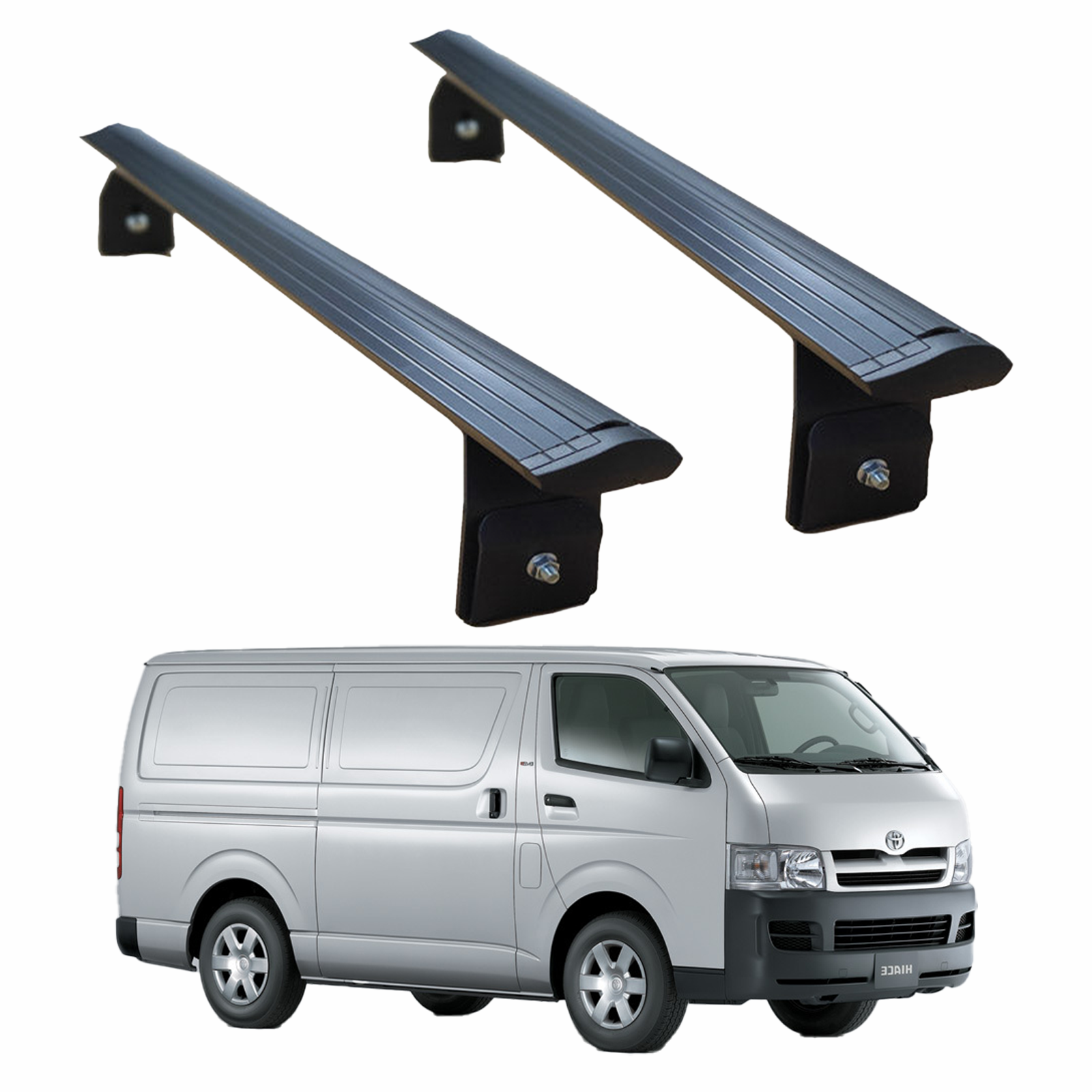 Black Roof Rack Carrier Cross Bars Aluminum For Toyota Hiace H200 2004-2019 Black Roof Rack Carrier Cross Bars Aluminum For Toyota Hiace H200 2004-2019